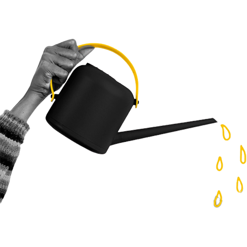 Competitive & Market Analysis Hand holding a watering can, symbolizing market analysis, business growth, and strategic investment.