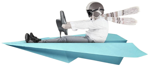 Competitive & Market Analysis Child piloting a paper airplane, symbolizing market analysis, strategic planning, and business growth through innovation.